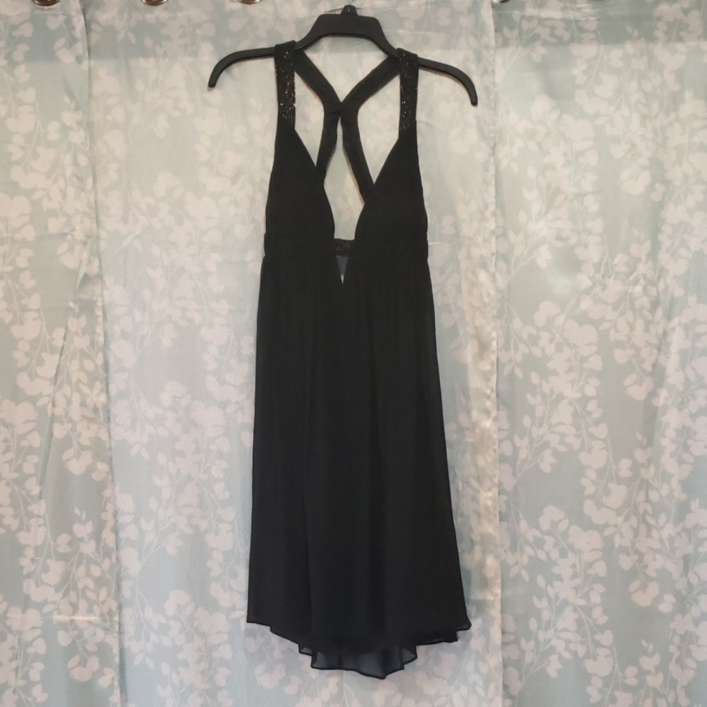 LBD Cache black dress with beaded straps & detail